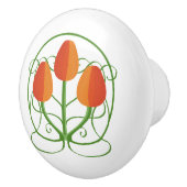 アールヌーボースタイルセラミックノブとオレンジチューリップ セラミックノブ (右)