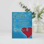 アールヌーボースタイルハートフェルトクリスマスインブルー シーズンポストカード (スタンド正面)