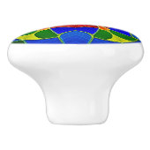 アールヌーボースタイルブルーエナメルレッドフラワー セラミックノブ (側面)