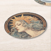 アールヌーボースタイルムーンスターズプリンセス ラウンドペーパーコースター (アングル)