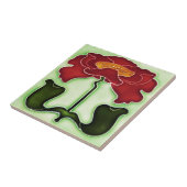 アールヌーボースタイルレッド&グリーン タイル (側面)