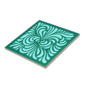 アールヌーボースタイル葉のターコイズ、アクア タイル (側面)