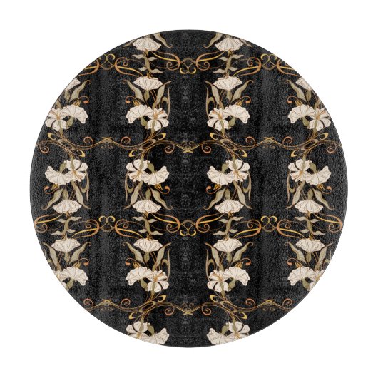 アールヌーボースタイル:金ゴールド – ブラックヴィンテージ。 カッティングボード (正面)