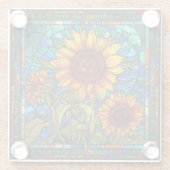 アールヌーボーステンドグラスひまわり ガラスコースター (裏面)