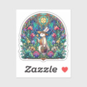 アールヌーボーステンドグラスカラフルイースターバニー シール (シート)