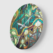 アールヌーボーステンドグラスフローラ ラージ壁時計 (傾斜)