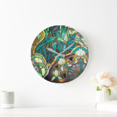 アールヌーボーステンドグラスフローラ ラージ壁時計 (ホーム)