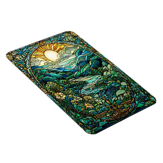 アールヌーボーステンドグラス日の出の風景アート マグネット (右側)