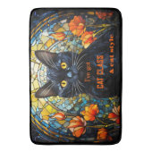 アールヌーボーステンドグラス猫 バスマット (正面縦)