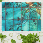 アールヌーボーステンドグラス窓フローラ ビクトリアン キッチンタオル (折り畳み)