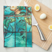 アールヌーボーステンドグラス窓フローラ ビクトリアン キッチンタオル (四つ折り)