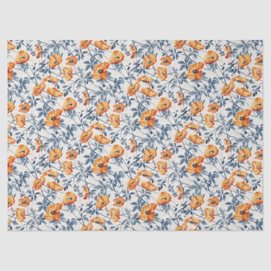 アールヌーボースモールカリフォルニアポピー10ポンド、17インチx23 薄葉紙 (正面)