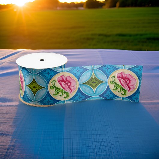 アールヌーボーセラミックマジョリカペラナカンフローラケーキ サテンリボン