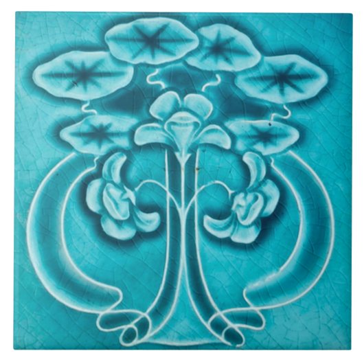 アールヌーボーセラミック暖炉ウォールタイル タイル (正面)