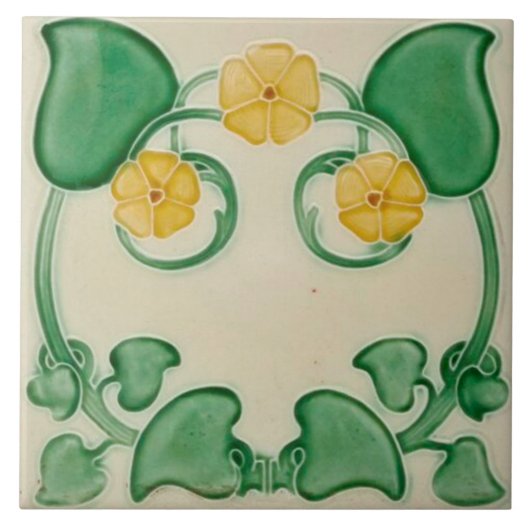 アールヌーボーセラミック暖炉ウォールタイル タイル (正面)