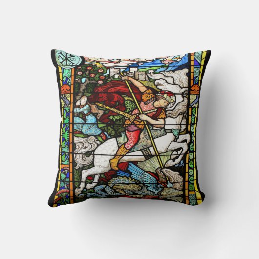 アールヌーボーセントジョージのドラゴンのヴィンテージの馬 クッション (裏面)
