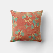 アールヌーボーターコイズオレンジフローラ装飾用クッション クッション (裏面)