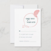 アールヌーボーダスティピンクヴィンテージバタフライ結婚ズ 出欠カード (正面)
