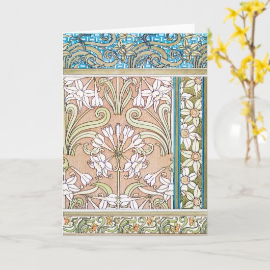 アールヌーボーダフォディルヴェルヌイ繊維フローラアート カード (黄色い花)
