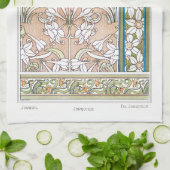 アールヌーボーダフォディルヴェルヌイ繊維フローラアート キッチンタオル (折り畳み)