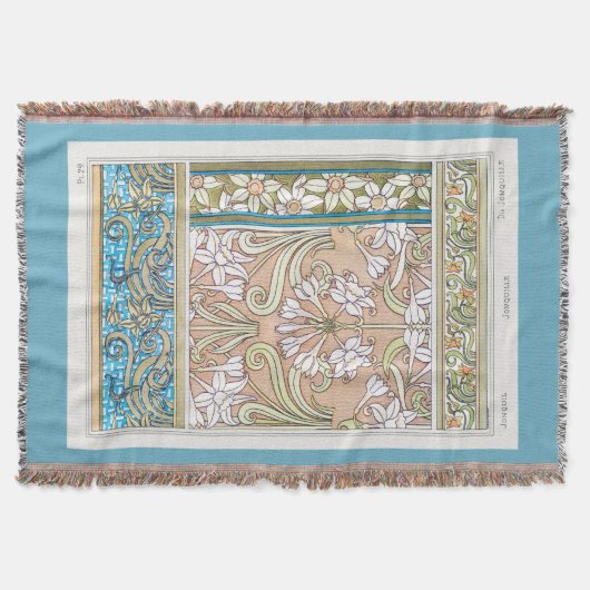 アールヌーボーダフォディルヴェルヌイ繊維フローラアート スローブランケット (正面)