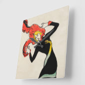 アールヌーボーダンサーJane Avril by Toulouse Laurec スクエア壁時計 (傾斜)