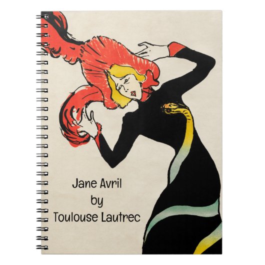 アールヌーボーダンサーJane Avril by Toulouse Laurec ノートブック (正面)