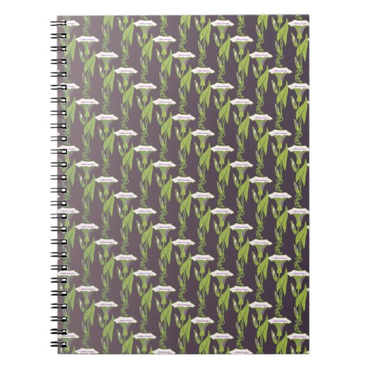 アールヌーボーダークイポモアフローラ壁紙アート ノートブック (正面)