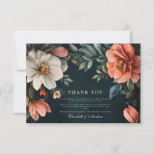 アールヌーボーダーク花模様 サンキューカード (正面)