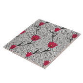 アールヌーボーチューリップダマスクグレーとレッド タイル (側面)