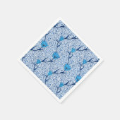 アールヌーボーチューリップダマスクコバルトブルー スタンダードカクテルナプキン (角)