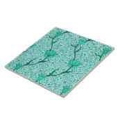 アールヌーボーチューリップダマスクターコイズ タイル (側面)