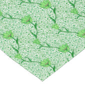 アールヌーボーチューリップダマスク、エメラルドグリーン ショートテーブルランナー (コーナー)