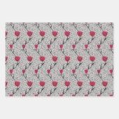 アールヌーボーチューリップダマスク，ターコイズ，グレー，サンゴ ラッピングペーパーシート (正面2)