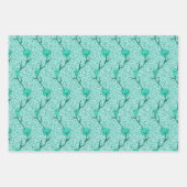 アールヌーボーチューリップダマスク，ターコイズ，グレー，サンゴ ラッピングペーパーシート (正面)