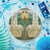 アールヌーボーチューリップモチ結婚ーフ誕生日ホリデイ ペーパープレート (パーティー)