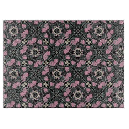 アールヌーボーチューリップヴィンテージガラス切断板 カッティングボード (正面)