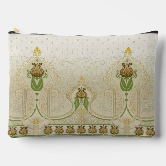 アールヌーボーチューリップ交代繊細な渦巻き アクセサリーポーチ (正面)