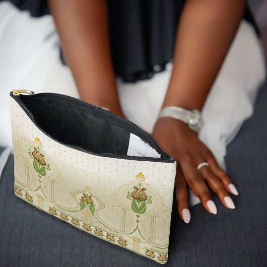 アールヌーボーチューリップ交代繊細な渦巻き アクセサリーポーチ