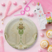 アールヌーボーチューリップ繊細な渦巻きブライダルシャワー ペーパープレート (パーティー)