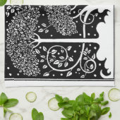 アールヌーボーツリーベアズレーパターン キッチンタオル (折り畳み)