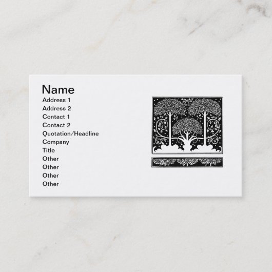 アールヌーボーツリーベアズレーパターン 名刺 (正面)