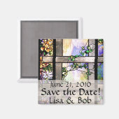 アールヌーボーティファニーのステンドグラスの花フローラ マグネット (正面/裏面)