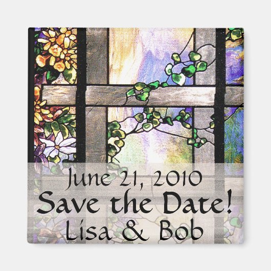 アールヌーボーティファニーのステンドグラスの花フローラ マグネット (正面)