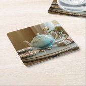 アールヌーボーティーポットコースターセット スクエアペーパーコースター (アングル)