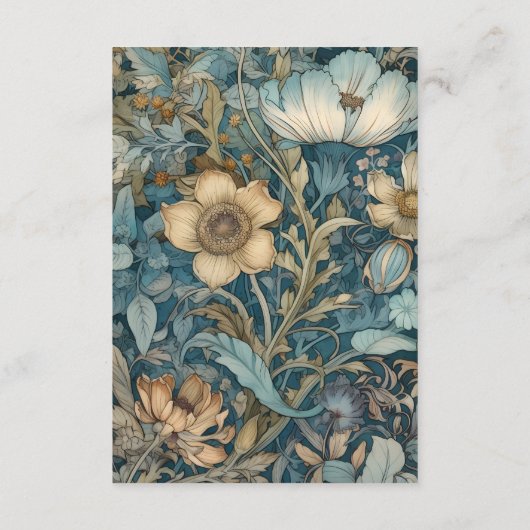 アールヌーボーティール（緑がかった色）ウィリアム結婚モリスフローラ エンクロージャーカード (裏面)