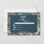 アールヌーボーティール(緑がかった色)ウィリアム結婚モリスフローラ 出欠カード (正面)