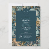 アールヌーボーティール（緑がかった色）ウィリアム結婚モリスフローラ 招待状 (正面)