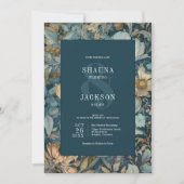 アールヌーボーティール（緑がかった色）ウィリアム結婚モリスフローラ 招待状 (正面)