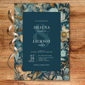アールヌーボーティール（緑がかった色）ウィリアム結婚モリスフローラ 招待状